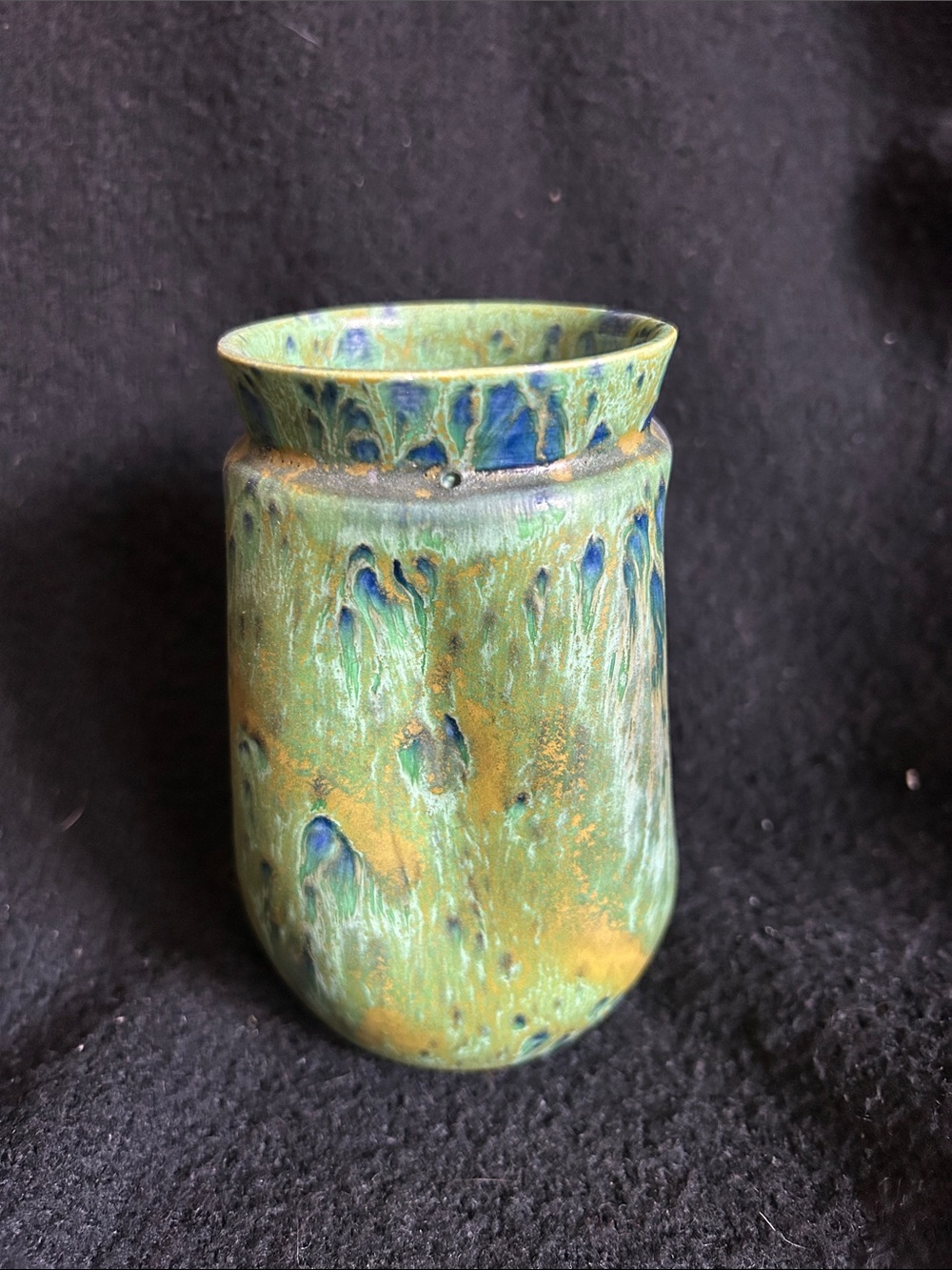 Handmade Green and Blue Glazed Ceramic Vase - Art Pottery Accent